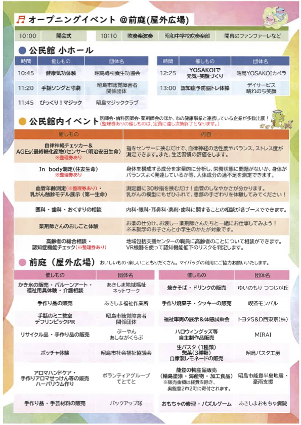 令和7年度 いきいき健康フェスティバル・福祉まつり チラシ表2